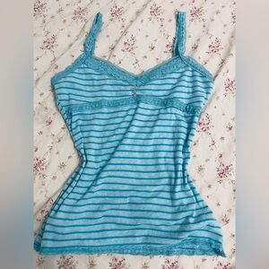 VINTAGE Rue 21 - Laced blue striped tank!